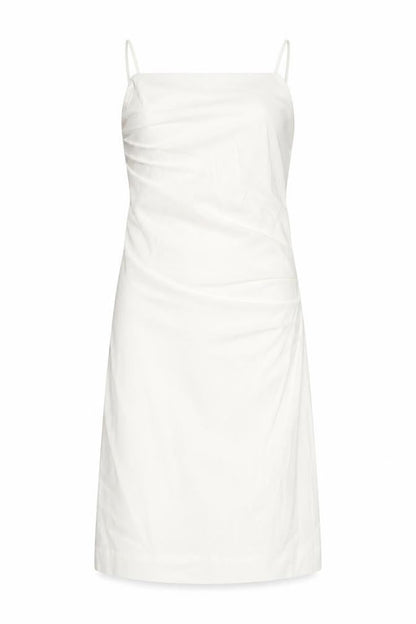 Zara Women White Linen Blend Slip Dress Size 14 Halter Sleeveless Short