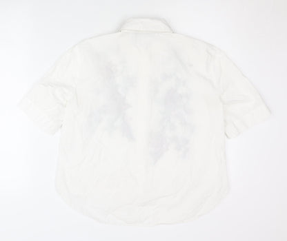 Womens UK Size 8 Zara White Tunic Button-Up