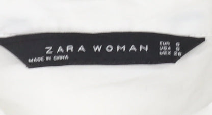 Womens UK Size 8 Zara White Tunic Button-Up
