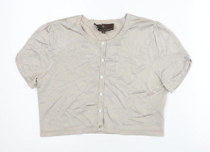 Fenn Wright Manson Women’s Beige Cardigan Size 12 Short Sleeve Knit