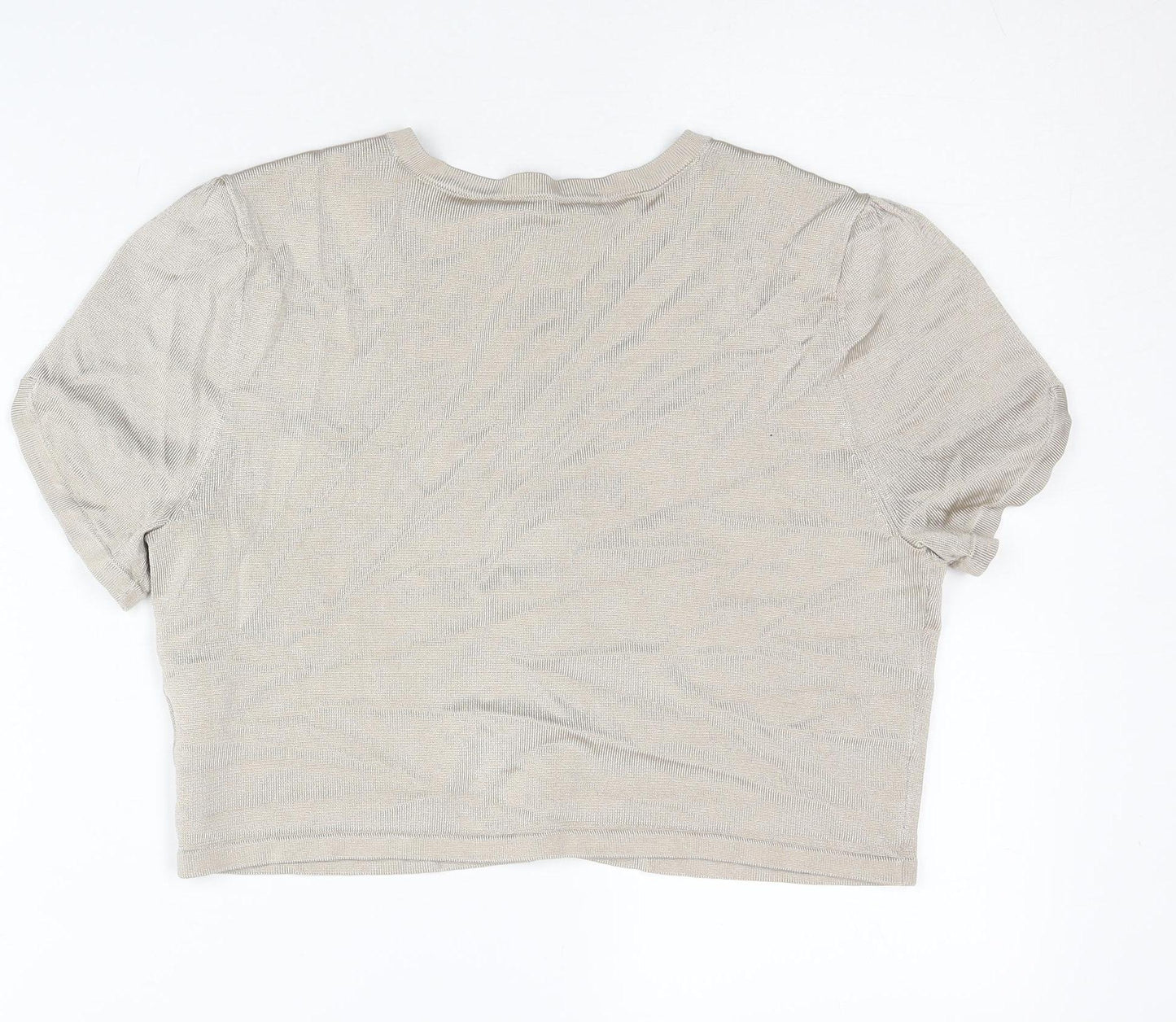 Fenn Wright Manson Women’s Beige Cardigan Size 12 Short Sleeve Knit