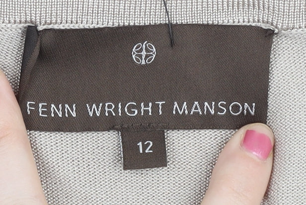 Fenn Wright Manson Women’s Beige Cardigan Size 12 Short Sleeve Knit