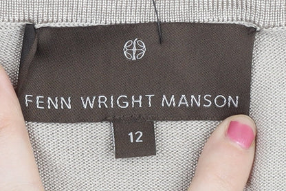Fenn Wright Manson Women’s Beige Cardigan Size 12 Short Sleeve Knit