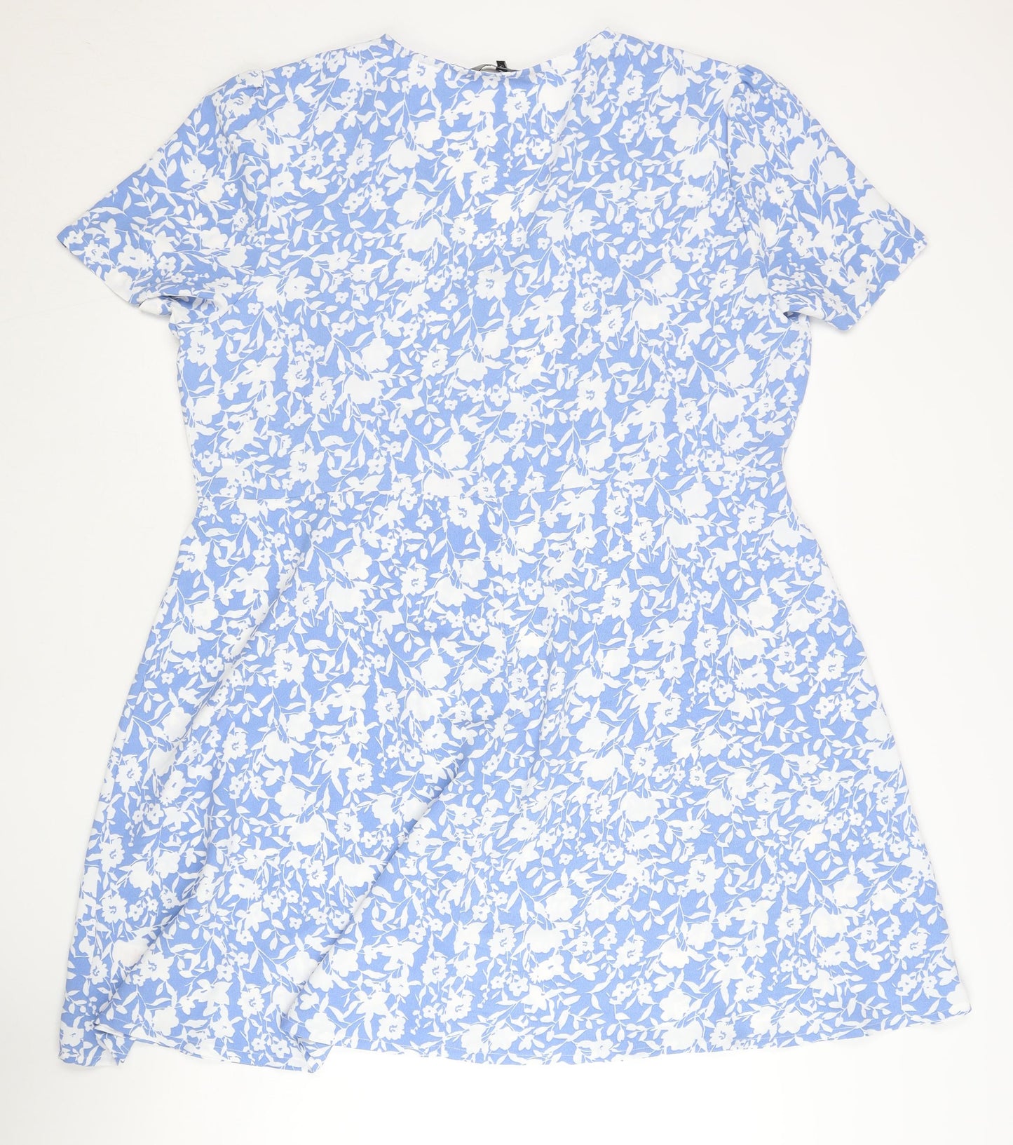 Peacocks Women’s Blue Floral Shirt Dress Size 20 Short Sleeve