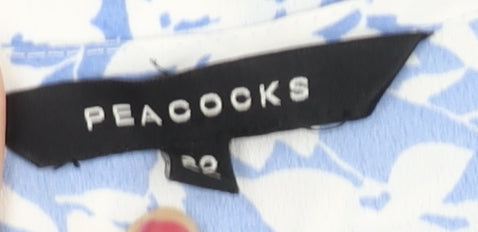 Peacocks Women’s Blue Floral Shirt Dress Size 20 Short Sleeve