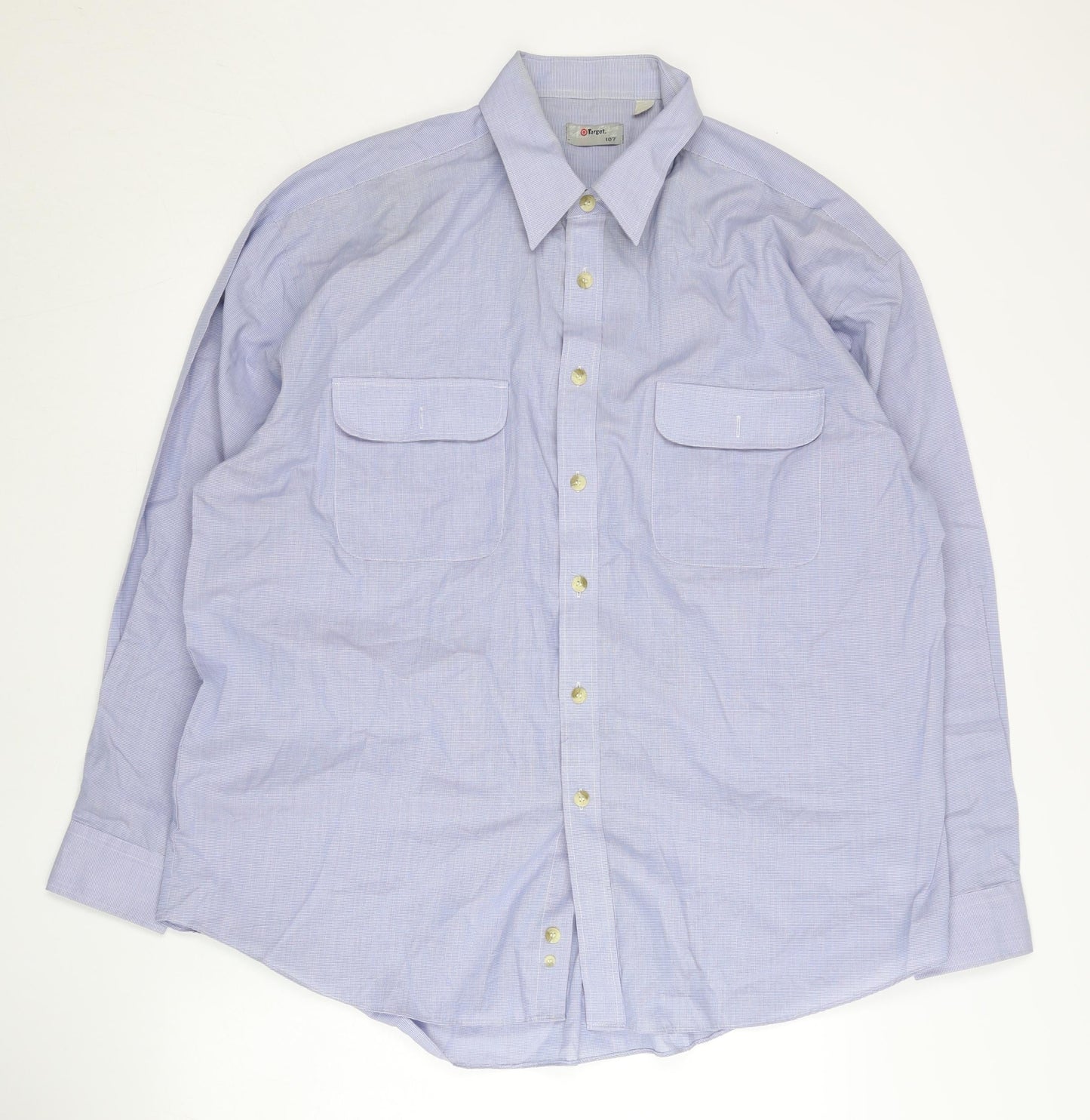 Target Men's Blue Long Sleeve Button-Up Shirt Size L 42in Regular Fit