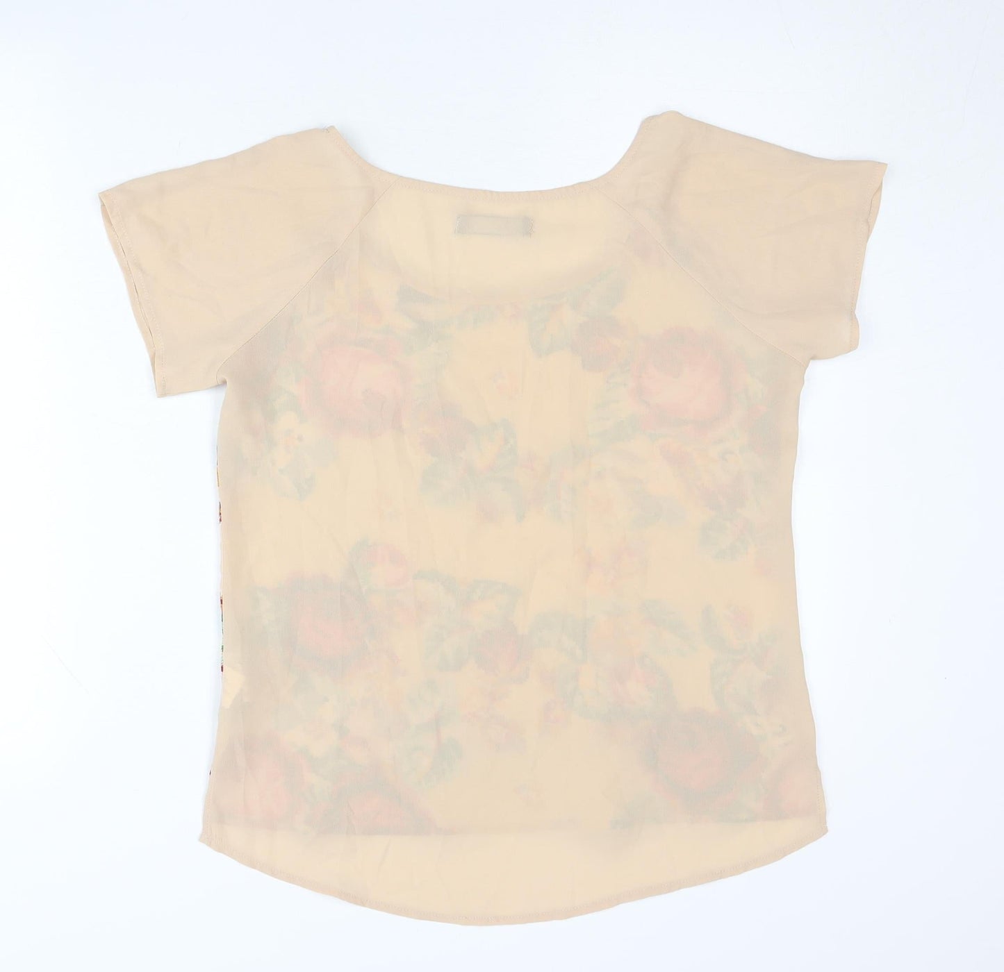 PIT by jc collection Women’s Beige Floral Chiffon T-Shirt UK 8