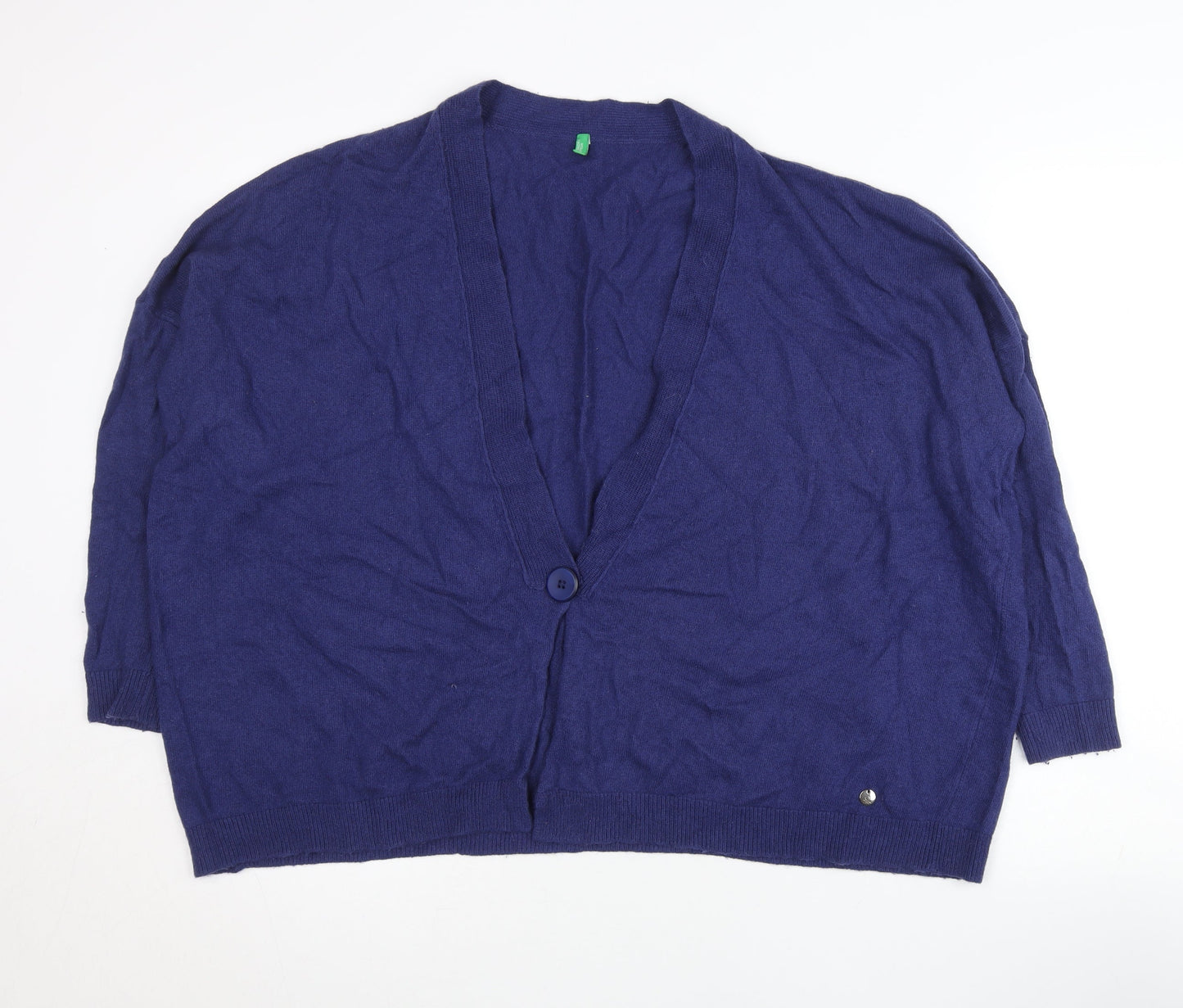 Womens UK Size S United Colors of Benetton Blue Cardigan Jumper
