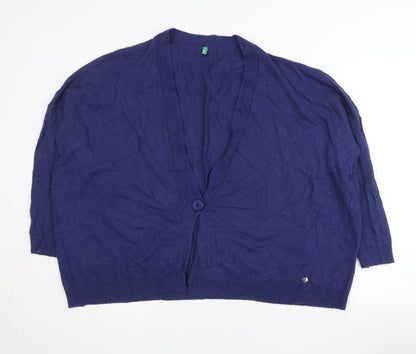 Womens UK Size S United Colors of Benetton Blue Cardigan Jumper