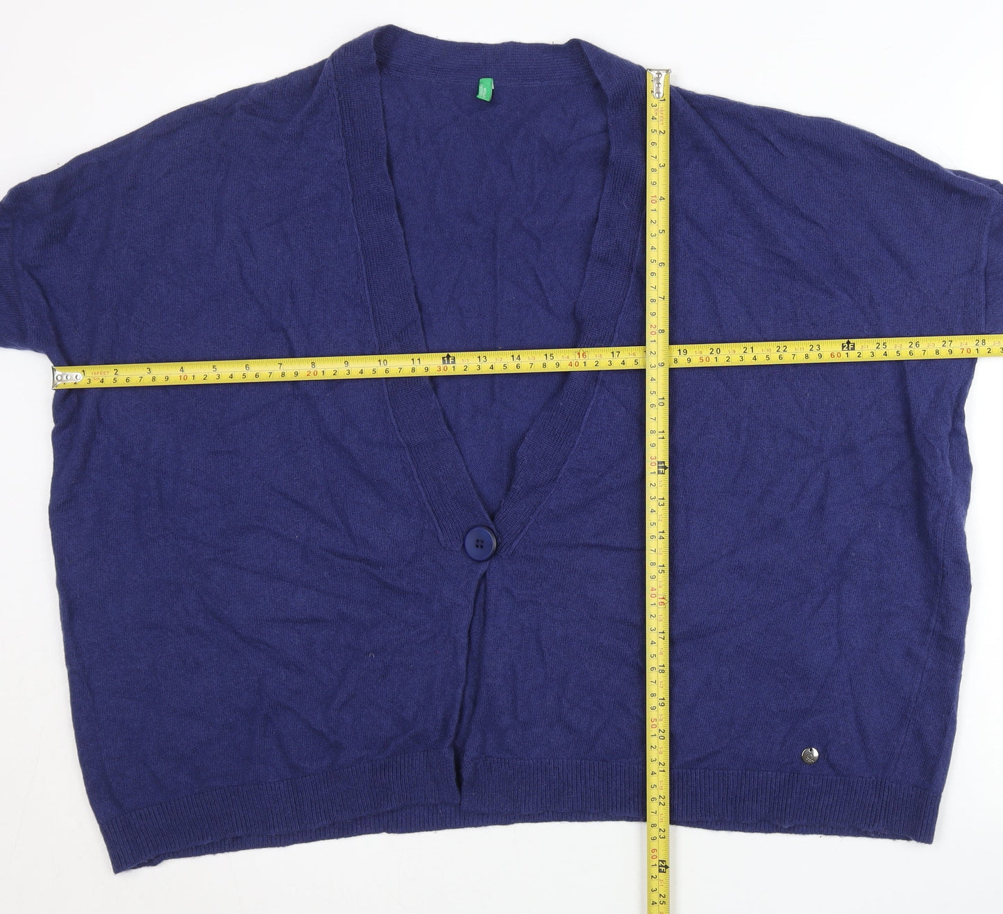 Womens UK Size S United Colors of Benetton Blue Cardigan Jumper