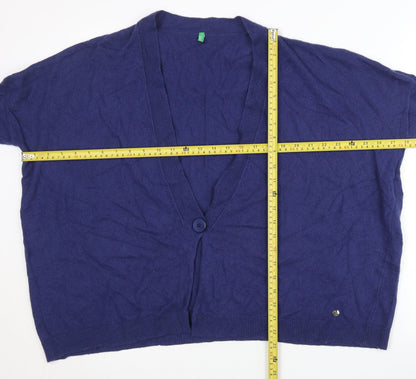 Womens UK Size S United Colors of Benetton Blue Cardigan Jumper