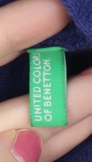 Womens UK Size S United Colors of Benetton Blue Cardigan Jumper