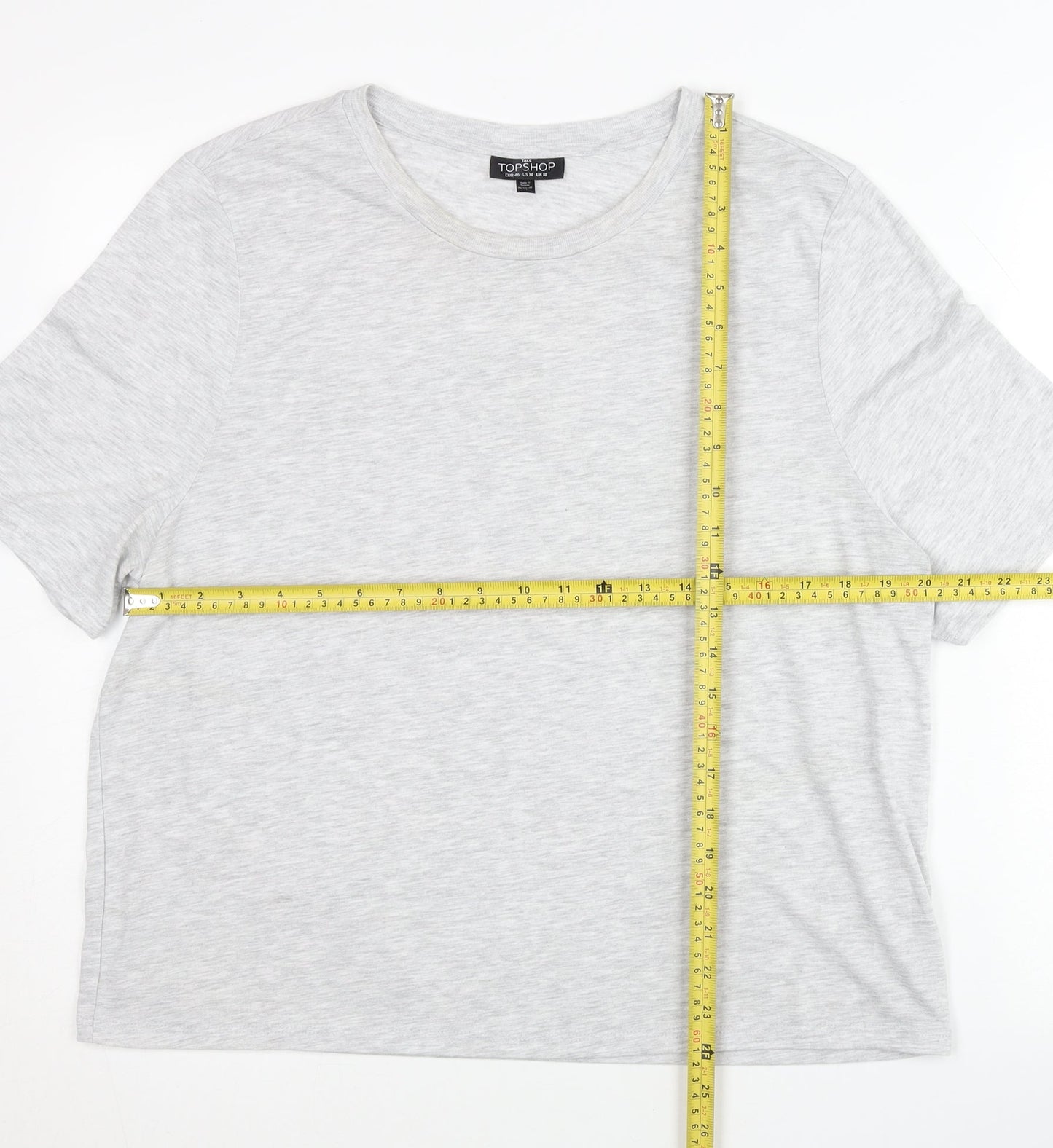 Womens UK Size 18 Topshop Grey Basic T-Shirt