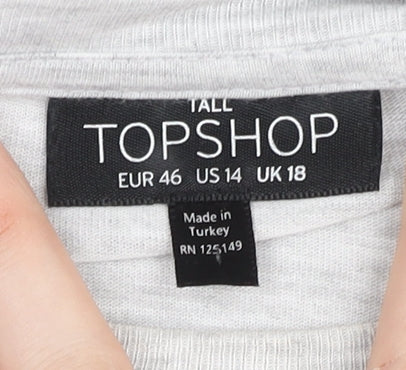 Womens UK Size 18 Topshop Grey Basic T-Shirt