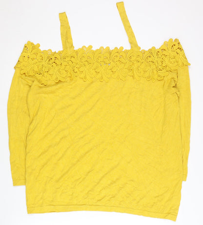 Womens UK Size 22 Soon Yellow Pullover Jumper