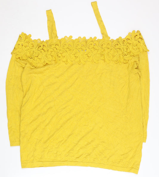 Womens UK Size 22 Soon Yellow Pullover Jumper