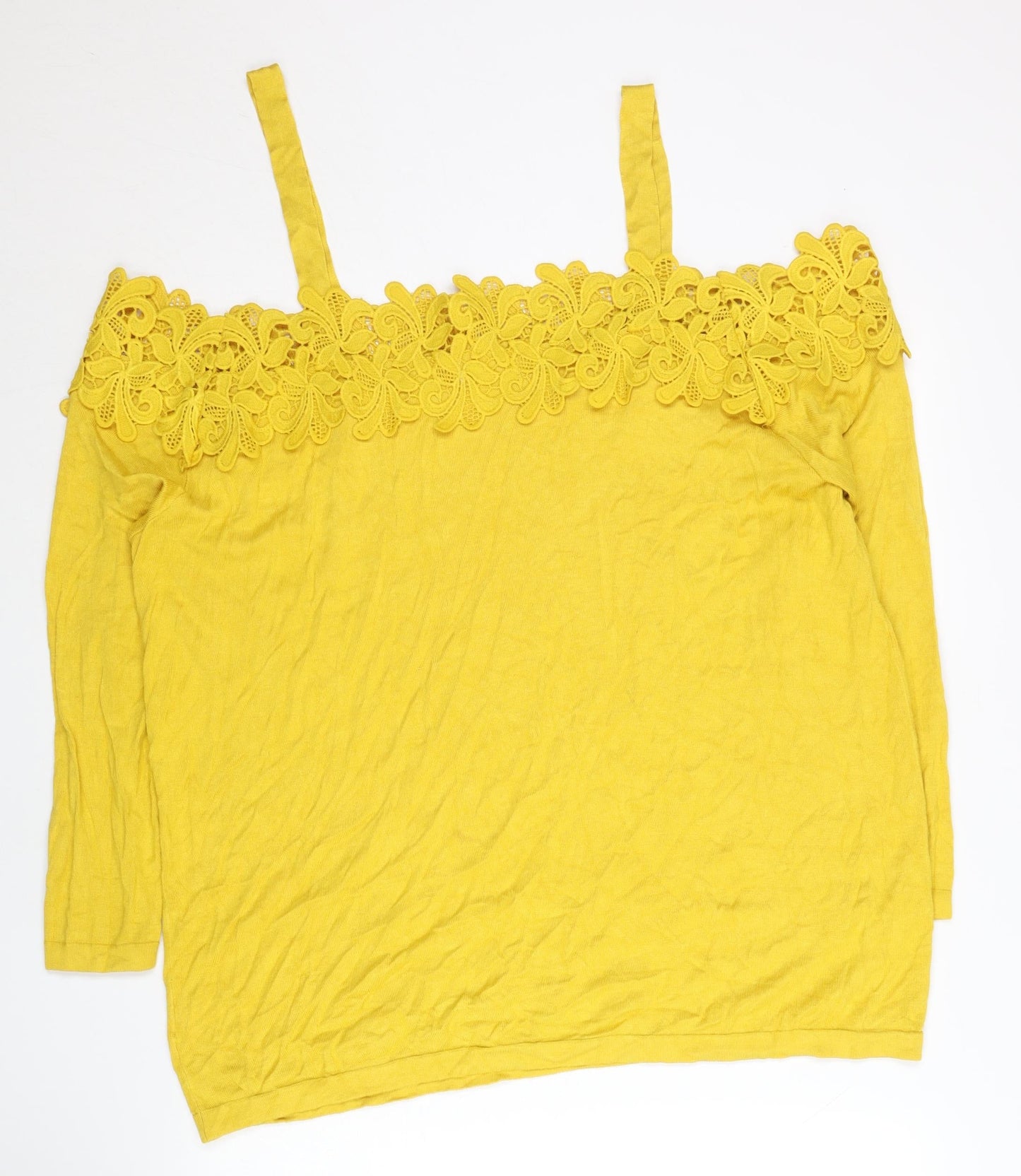 Womens UK Size 22 Soon Yellow Pullover Jumper