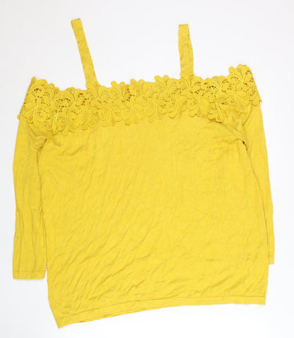 Womens UK Size 22 Soon Yellow Pullover Jumper