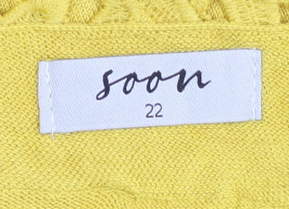 Womens UK Size 22 Soon Yellow Pullover Jumper