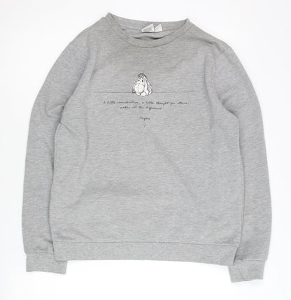 Womens UK Size 10/12 Disney Grey Pullover Sweatshirt