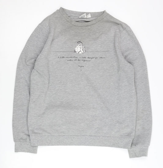 Womens UK Size 10/12 Disney Grey Pullover Sweatshirt