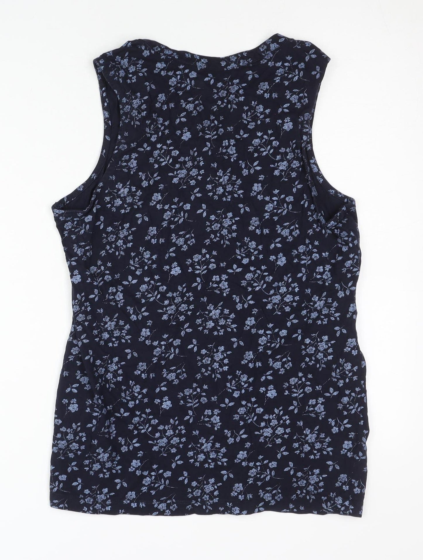 Bonmarché Women’s Blue Floral Cotton Sleeveless Blouse Size 14