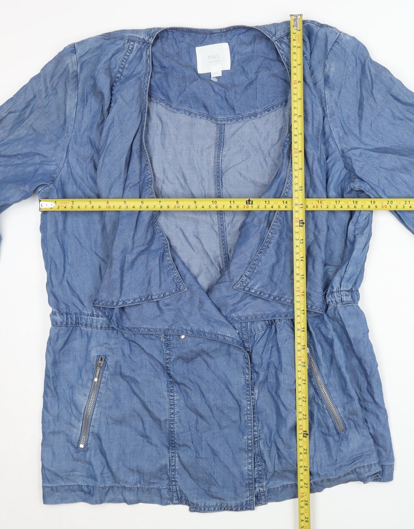 Womens UK Size 14 Marks and Spencer Blue Tunic Blouse