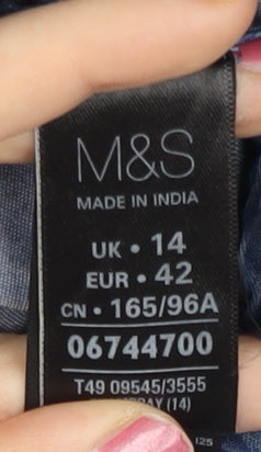 Womens UK Size 14 Marks and Spencer Blue Tunic Blouse