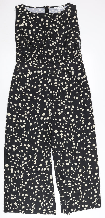 Pretty Lavish Womens Black Polka Dot Sleeveless Wide-Leg Jumpsuit Size 12