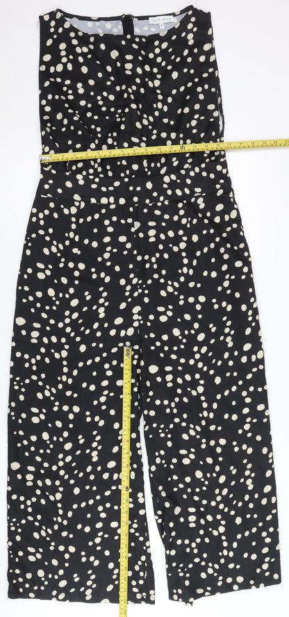 Pretty Lavish Womens Black Polka Dot Sleeveless Wide-Leg Jumpsuit Size 12