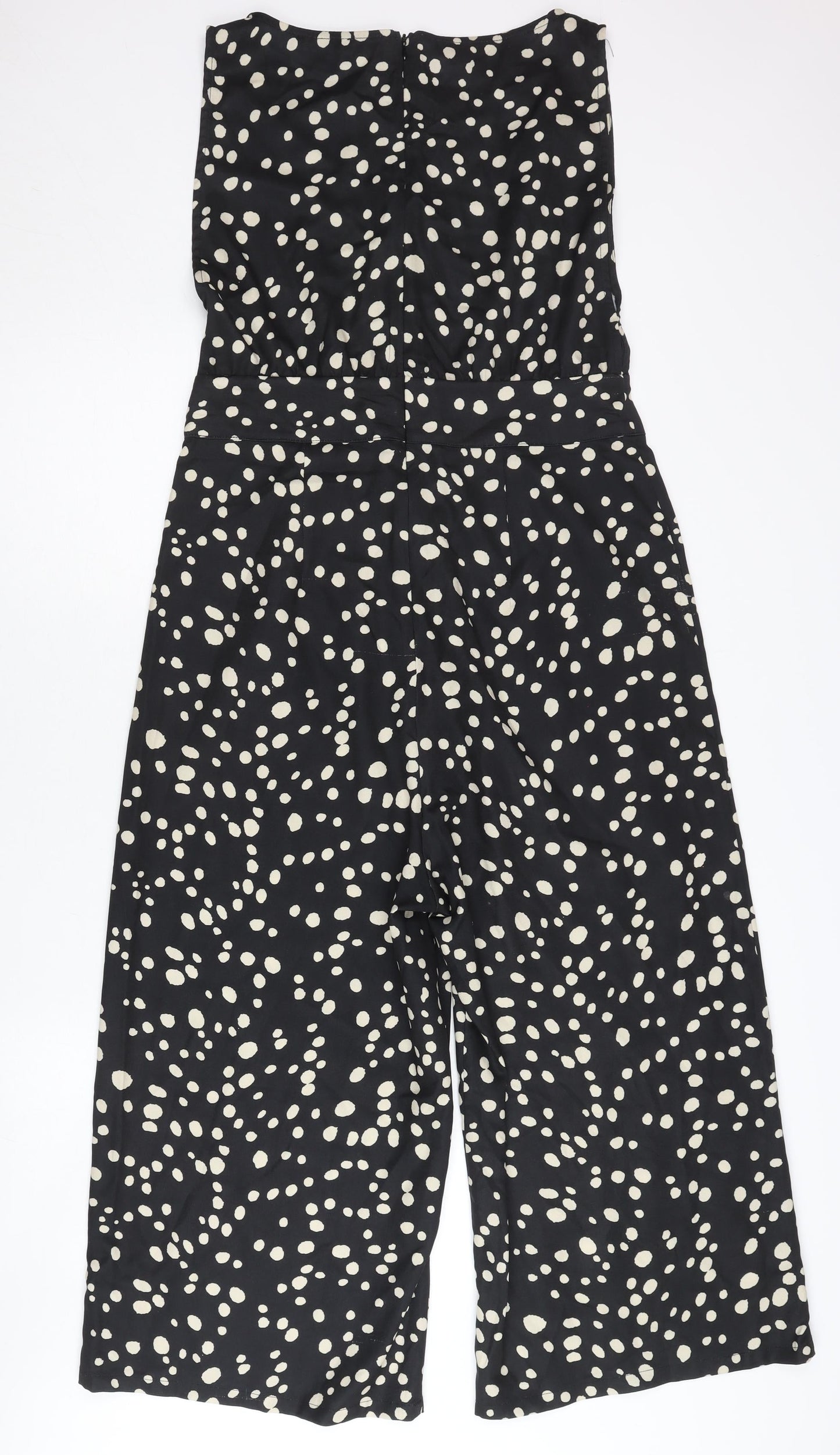 Pretty Lavish Womens Black Polka Dot Sleeveless Wide-Leg Jumpsuit Size 12