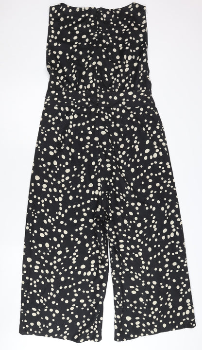 Pretty Lavish Womens Black Polka Dot Sleeveless Wide-Leg Jumpsuit Size 12