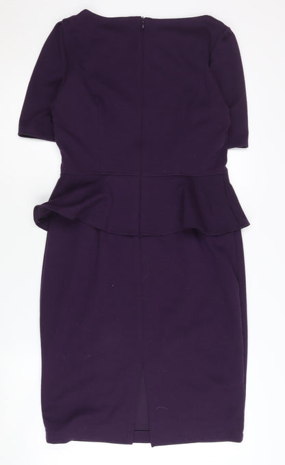 Marks and Spencer Women Purple Sheath Dress Size 12 Peplum Workwear