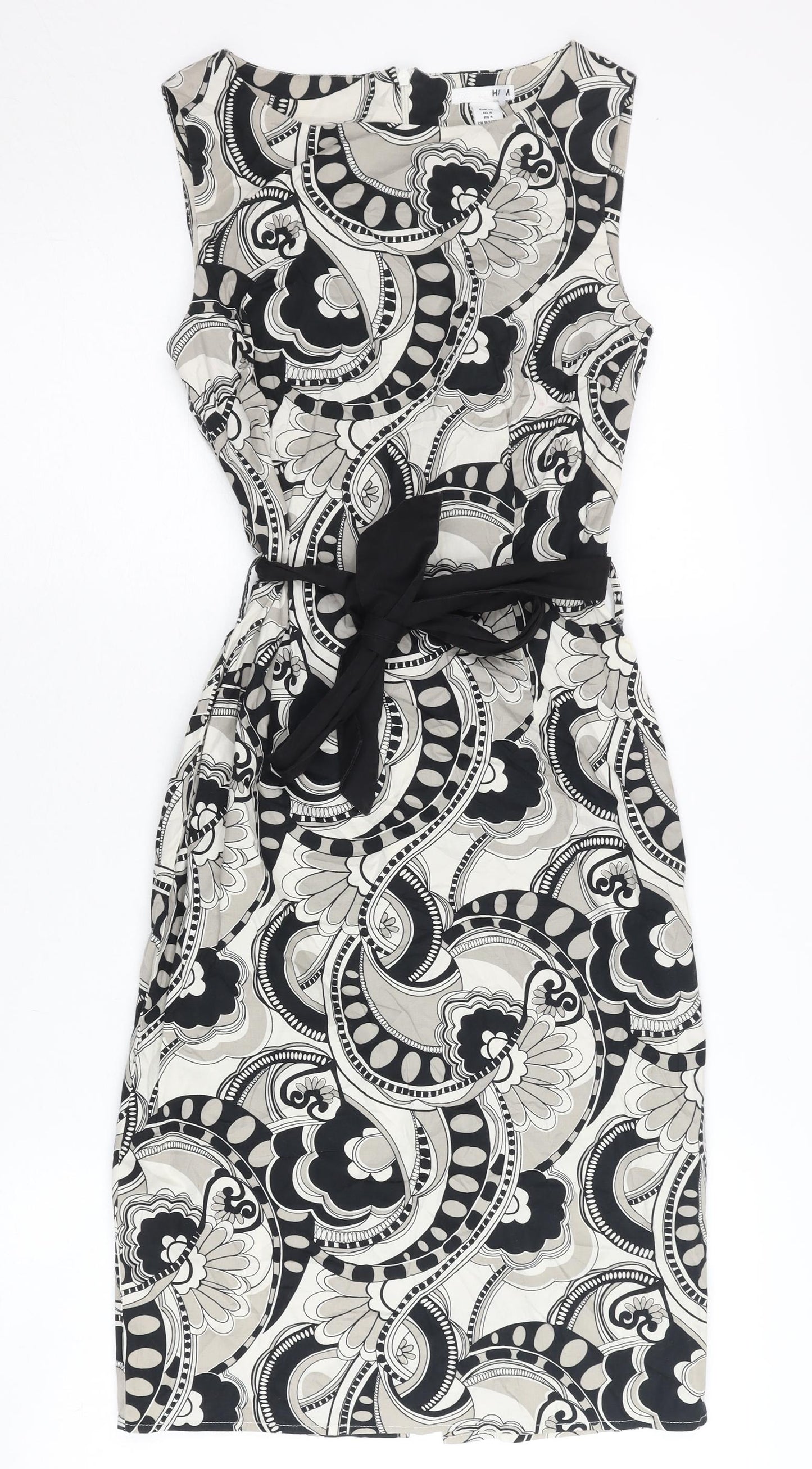 H&M Women’s Black White Geometric Sheath Dress Size 6
