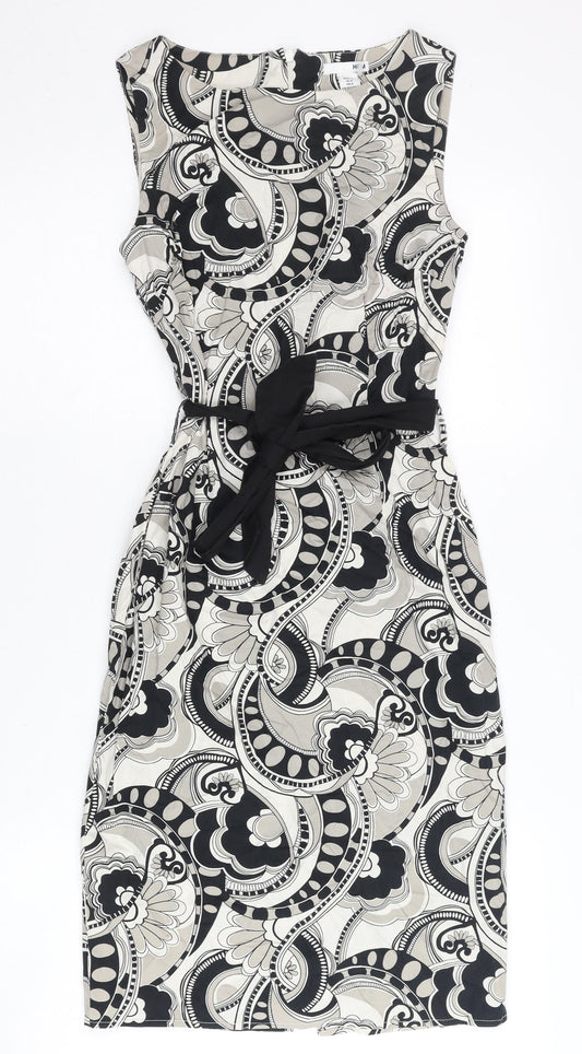 H&M Women’s Black White Geometric Sheath Dress Size 6