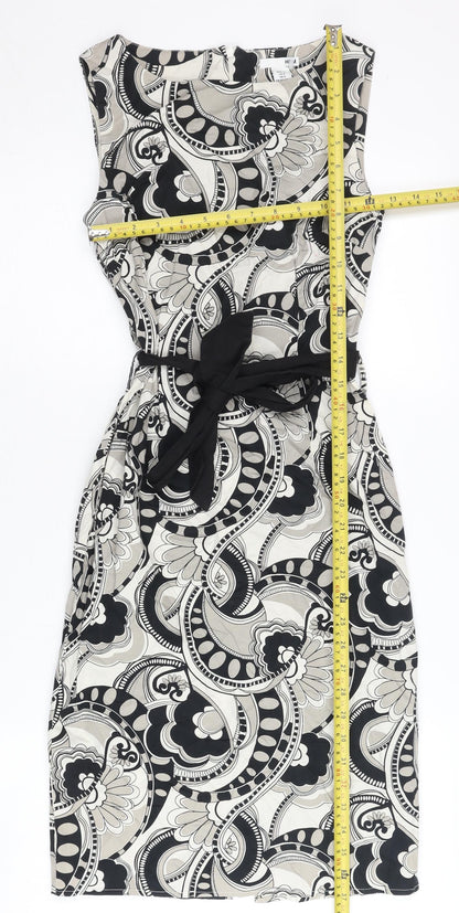 H&M Women’s Black White Geometric Sheath Dress Size 6