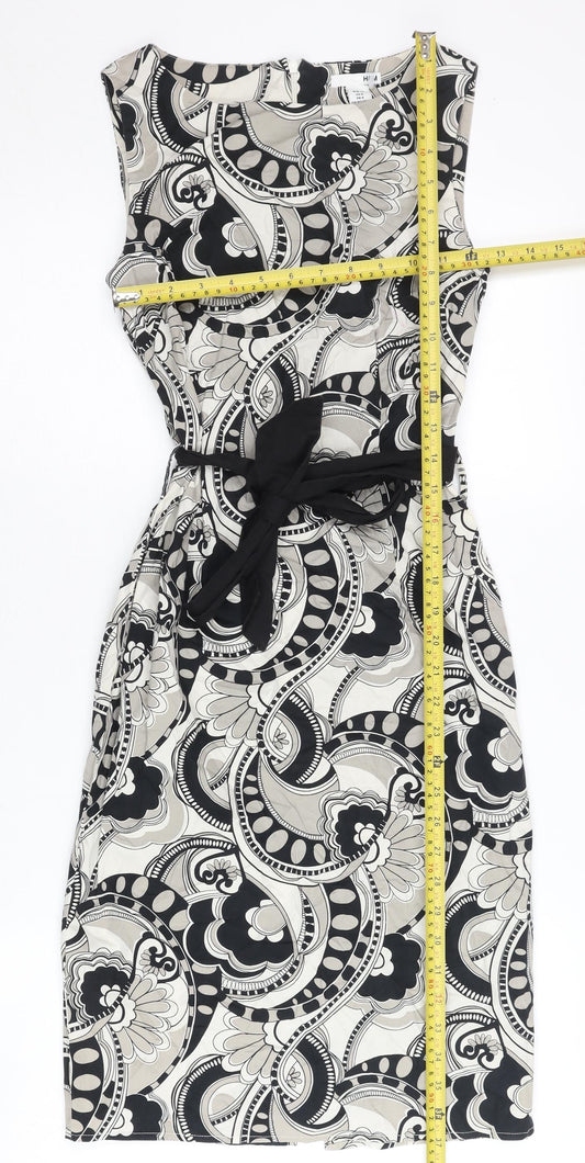 H&M Women’s Black White Geometric Sheath Dress Size 6