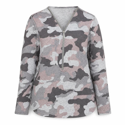 Womens UK Size 16 Apricot Grey Full Zip Jumper