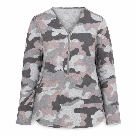 Womens UK Size 16 Apricot Grey Full Zip Jumper