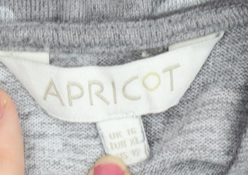 Womens UK Size 16 Apricot Grey Full Zip Jumper
