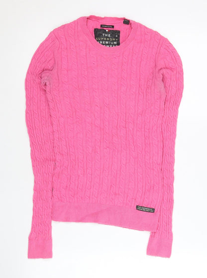 Womens UK Size 2XS Superdry Pink Pullover Jumper