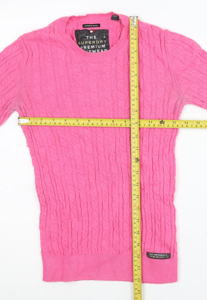 Womens UK Size 2XS Superdry Pink Pullover Jumper