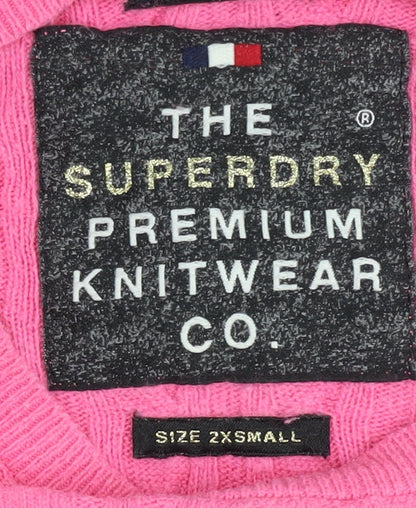 Womens UK Size 2XS Superdry Pink Pullover Jumper