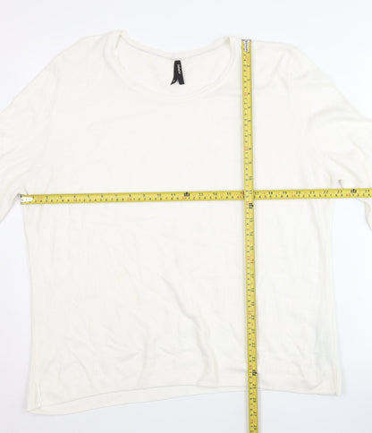 DeFacto Women’s White 7XL Pullover Jumper Round Neck Knit