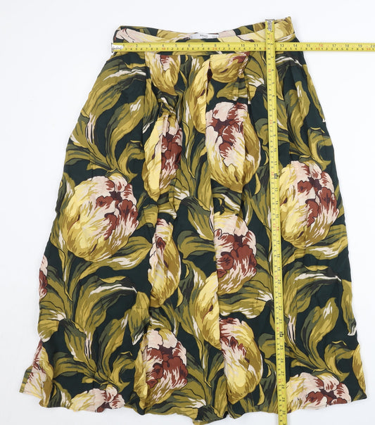 MNG Women’s Multicoloured Floral A-Line Midi Skirt Size 10 Viscose