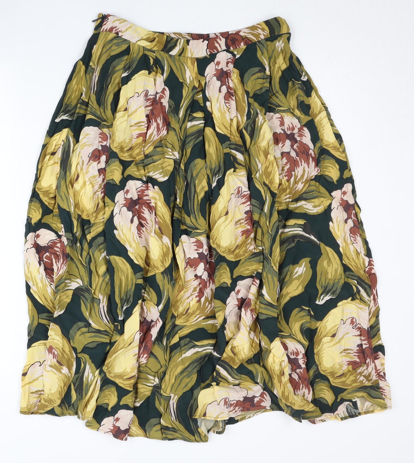 MNG Women’s Multicoloured Floral A-Line Midi Skirt Size 10 Viscose