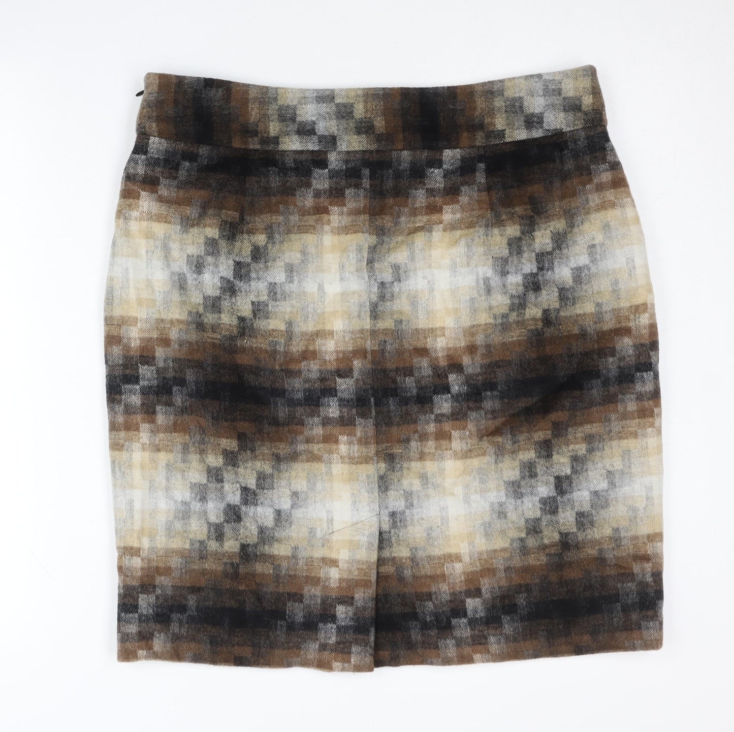 Monsoon Women Brown Wool Blend Pencil Skirt UK 16 Knee Length