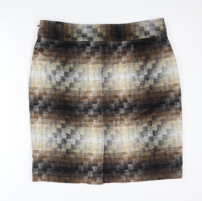Monsoon Women Brown Wool Blend Pencil Skirt UK 16 Knee Length