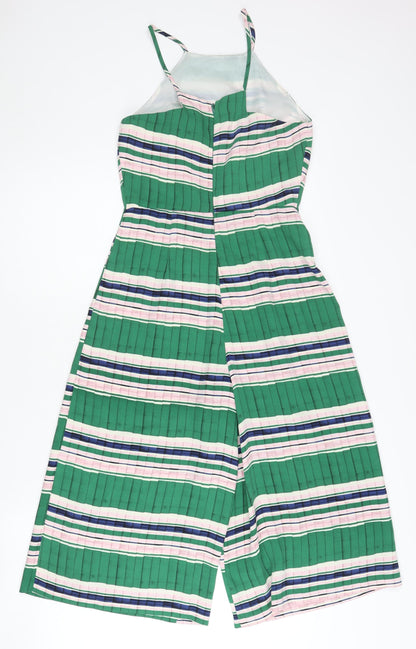 Topshop Women Green Striped Wide-Leg Sleeveless Jumpsuit UK 6
