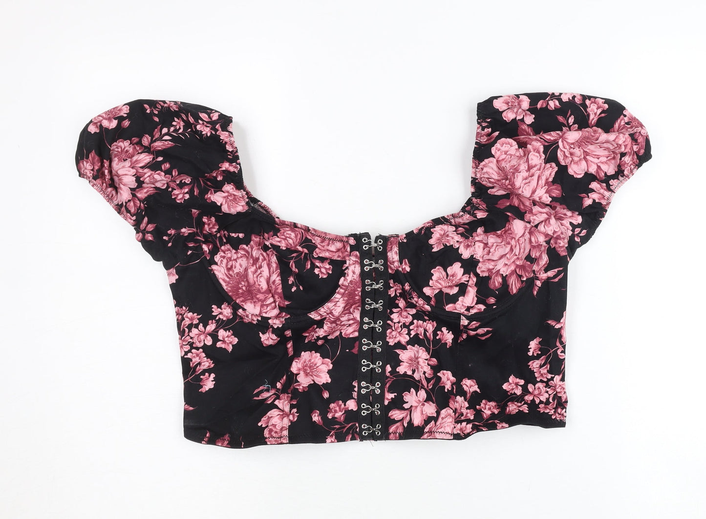 West of Melrose Women’s Multicoloured Floral Crop Blouse XL Puff Sleeve Summer